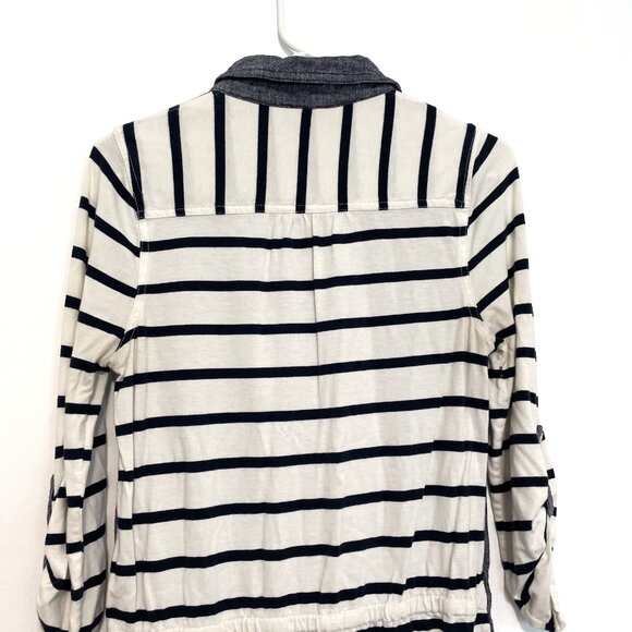 POSTMARK ANTHROPOLOGIE ANTHRO Rowena Tunic White Navy Blue Striped Chambray Top - Picture 9 of 16